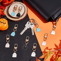 12 pz 4 decorazioni pendenti in lega smaltata a forma di fantasma&nbsp;HJEW-DC00145