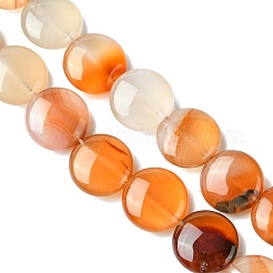 Плоские круглые драгоценный камень натуральный красный агат камень бисер пряди&nbsp;G-S110-14mm-03