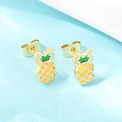 Boucles d'oreille en laiton émaillé&nbsp;EJEW-B154-06G-03