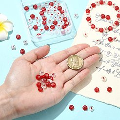 2 連売り 手作りランプワークビーズ 連売り  ハート付きフラットラウンド  ミックスカラー  8x3mm  穴：1.2mm  約48個/連  14.57''（37センチメートル）&nbsp;LAMP-CJ0003-18