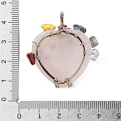 Сердечные подвески из натурального розового кварца G-K374-01A