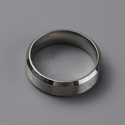 マットなスタイル 304 ステンレススチール ワイドバンド 指輪 女性 男性用  プレーンバンドリング  ステンレス鋼色  6mm  内径：usサイズ8 1/4（18.2mm）&nbsp;RJEW-WH0009-14C-P