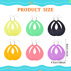 6 пара 6-х стилевых акриловых сережек-капель с отверстиями EJEW-AN0002-11