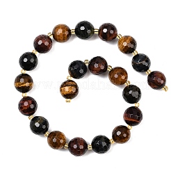 Трехцветные нити бусин из натурального тигрового глаза&nbsp;G-C249-A29-16mm
