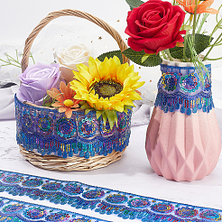 4~4.5 м полиэстерового кружева в этническом стиле с цветными пайетками&nbsp;OCOR-GF0002-39C