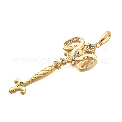 Micro ottone spianare zirconi grandi ciondoli&nbsp;KK-B147-04G-03