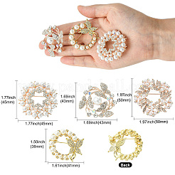 4 шт. 4 стиля брошь из пластиковых бусин с имитацией жемчуга в виде цветка и бабочки&nbsp;JEWB-CJ0001-29