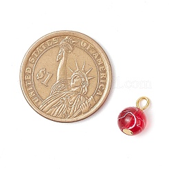 透明なドローベンチガラスチャーム  ラウンド  鉄ループ付き  ミックスカラー  12.5x8.5mm  穴：2.5x1.5mm&nbsp;PALLOY-JF03322