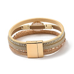 Винтажный кожаный браслет с европейскими и американскими белыми кристаллами ST1380714