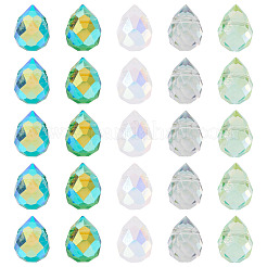 50 Stück 5 Farben galvanisieren transparente Glasperlen&nbsp;GLAA-TA0003-47C