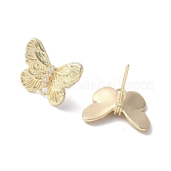 Фурнитура для сережек-гвоздиков из латуни с бабочками и стразами для женщин&nbsp;LS-EJEW-V002-03G
