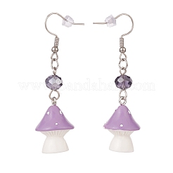 Гриб из смолы со стеклянными серьгами-подвесками EJEW-JE04995