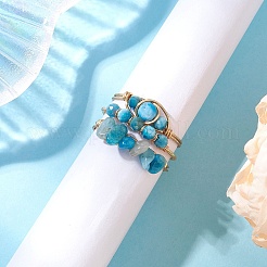 3 anello con perline di apatite naturale&nbsp;RJEW-JR00855-01