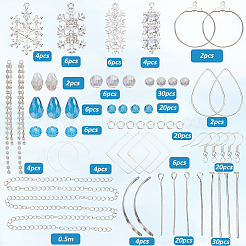 Schneeflocken-Ohrhänger-Set aus Legierung und Glas&nbsp;DIY-SC0026-97