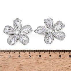 304ステンレススチールエナメルペンダント  花のチャーム  イオンプレーティング（ip）  ステンレス鋼色  32x30x4.5mm  穴：2mm&nbsp;SA-CBA7876-30P-01