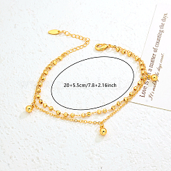 Винтажные пляжные браслеты на ногу с двумя слоями цепочек из латуни с круглыми шариками и кисточками для женщин LK2381