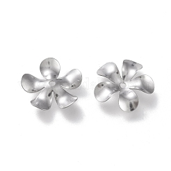 変色しない304ステンレススチールビーズキャップ  5花びら  花  ステンレス鋼色  15x15x2mm  穴：1.2mm&nbsp;STAS-K194-01P-03
