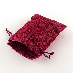 Sacs en polyester imitation toile de jute sacs à cordon&nbsp;ABAG-R004-14x10cm-06