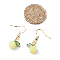 アクリルダングルピアス  304ステンレススチールピアスフック付き  葉っぱ  きいろ  32.5x12.5mm&nbsp;EJEW-JE05749-05
