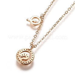 Colliers à pendentif double lettre en laiton micro pavé clair zircone cubique&nbsp;NJEW-Z010-17