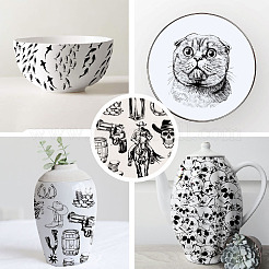 6 шт. 6 стиля бумажных керамических наклеек&nbsp;DIY-SD0002-07E