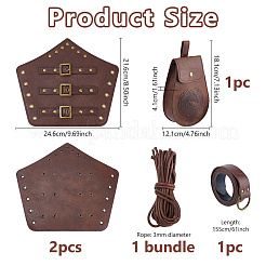 Mittelalterliche Vintage-Gürteltasche aus Kunstleder & Armschienen & Gürtel-Sets für Renaissance-Cosplay-Accessoires&nbsp;AJEW-WH0077-081B