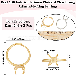 4шт 2 цвета регулируемые компоненты латунного кольца KK-BBC0012-94