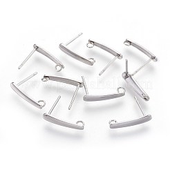 変色しない304ステンレススチールスタッドピアス金具  カン付き  ティアドロップ  ステンレス鋼色  15x3mm  穴：1.6mm  ピン：0.8mm&nbsp;STAS-F188-05P-A