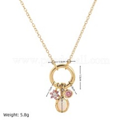 Halsketten aus Messing mit ovalem Geburtsstein-Anhänger in Blumenform&nbsp;WG88A4B-02