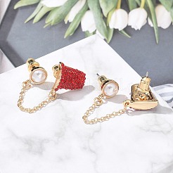 Латунные микро проложить серьги стержня кубического циркония&nbsp;EJEW-Z080-02G-02