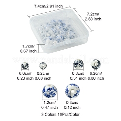 30шт 3 стиля фарфоровые бусины ручной работы с принтом PORC-FS0001-05