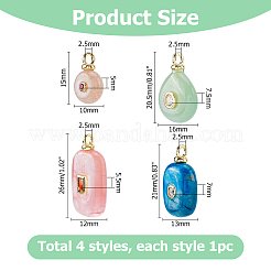 4 pièces 4 styles pendentifs en pierre mélangée naturelle et synthétique&nbsp;KK-HS0002-16A