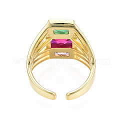 Красочное кубическое циркониевое тройное прямоугольное открытое кольцо-манжета RJEW-N037-013-02LG