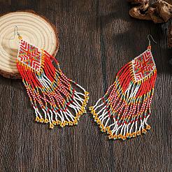 Длинные серьги-кисточки из богемского стекла ручной работы в форме ромба&nbsp;WE9226