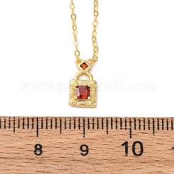 925 серебряная подвеска-цепочка с оранжево-красными кубическими цирконами для женщин NJEW-D316-01G