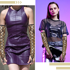 Перчатки из полиэстера с рыбьей чешуей&nbsp;AJEW-WH20006-222D