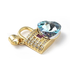 Настоящие 18-каратные позолоченные подвески из латуни с микропаве из прозрачного кубического циркония KK-C015-17G-07