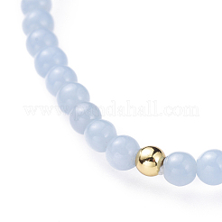 天然天使のストレッチブレスレット  真鍮のビーズで  ラウンド  ゴールドカラー  2-1/8インチ（5.3cm）&nbsp;BJEW-JB04556-06