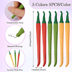 15 шт. 3-цветная пластиковая гелевая ручка в форме перца&nbsp;AJEW-TA0002-43