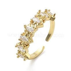 Messing Micro Pave Zirkonia Manschette offene Ringe&nbsp;RJEW-C163-02G