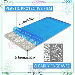 ステンレス鋼の DIY ネイルアート テンプレート  テンプレートツール  長方形  植物  12x6cm  5枚/セット&nbsp;MRMJ-WH0098-011