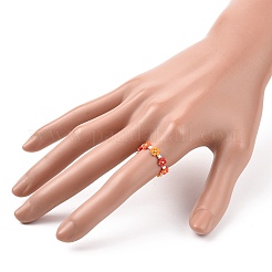 Glasperlen-Stretch-Fingerring mit Blütenwickel für Frauen&nbsp;RJEW-MZ00002