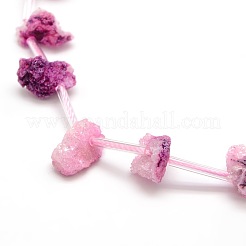 天然石ドゥルージー瑪瑙ビーズ連売り  染め  チップ  パールピンク  8~12x10~14x7~11mm  穴：1mm  約24個/連  16インチ&nbsp;G-F145-01