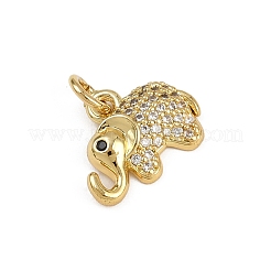 Breloques éléphant en laiton micro pavé de zircones cubiques&nbsp;KK-D409-41G-D