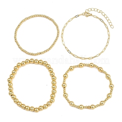 4 шт. 4 стиля латунных круглых бусин BJEW-D357-05G