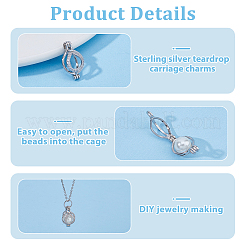 1 шт. подвески из стерлингового серебра с родиевым покрытием в виде клетки для бусин STER-HS0001-18