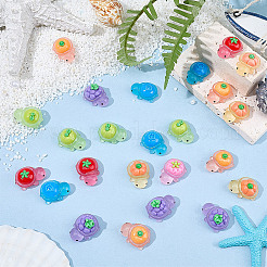 42 tortue lumineuse en résine bicolore avec décorations de fruits&nbsp;DJEW-SP0001-40