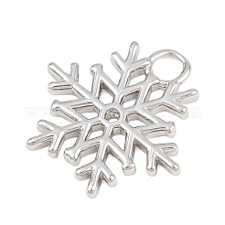 クリスマスの真鍮チャーム  スノーフレークチャーム  プラチナ  15x15x1.5mm  穴：2.5mm&nbsp;KK-CBA0565-08P