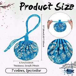7 Stück 7 Farben 3D-Blumenstickerei Satin-Kordelzugbeutel&nbsp;ABAG-PH0001-88