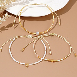 3 шт. 3 стиля плетеных браслетов из стеклянных бусин для женщин&nbsp;LM9516